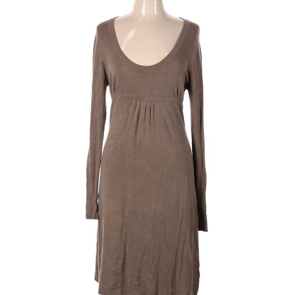 BCBGMAXAZRIA Dress Scoop Neck Ruched Long Sleeve Brown Sz M #197 - Picture 1 of 4